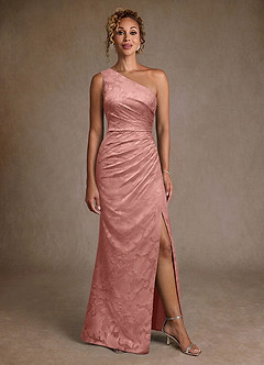 Azazie Joylin Klänningar till brudens mor Klä Trumpet i Blommig Utbrändhet Ena axeln Rosett image4