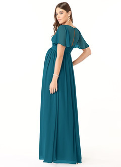 Azazie Verna Maternity Bridesmaid Dresses A-Line V-Neck Ruched Chiffon Floor-Length Dress image4