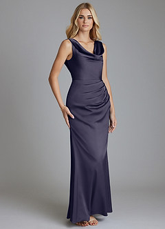 Azazie Tallie Bridesmaid Dresses Stormy Mermaid Pleated Stretch Satin Dress image7