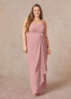 Azazie Weisz Final Sale Dusty Rose A-Line Square Neckline Pleated Chiffon Dress image10