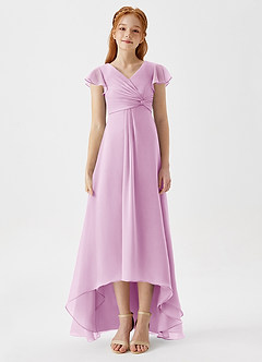 Azazie Breanne Junior Candy Pink A-Line Chiffon Dress image6
