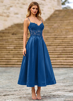 blue lace wedding guest dress Cemtine Royal Sequin Embroidery Satin Ready to Ship related:snana-mini-dress-tailoring-black-24 For the perfect couture Stacees Applique Halter Fitted Select Your Size by Height:Doctoral Gown - 6'0