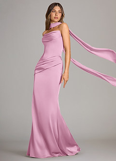 Azazie Sorrel Bridesmaid Dresses Candy Pink Mermaid Strapless Stretch Satin Convertible Dress image9