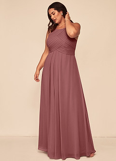 Azazie Ginger Bridesmaid Dresses Amethyst A-Line Halter Pleated Chiffon Dress image12