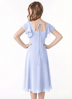 Azazie Bondi Junior Vestido de Lavanda de Gasa de Corte en A con Volante image3