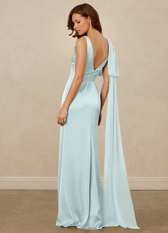 Christian Siriano Bridal for Azazie 1011 Bridesmaid Dresses Sea Glass Mermaid Bow Stretch Satin Dress image9