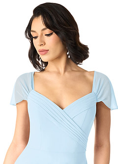 Azazie Tancie Abiti da Damigella Abito Convertibile A-Line in Chiffon a Spalla Scoperta Azzurro image4