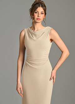 Azazie Kieryn Bridesmaid Dresses Champagne Mermaid Pleated Chiffon Dress image6