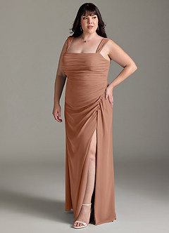 Azazie Jesaphine Bridesmaid Dresses Bronzer Sheath Bow Chiffon Dress image11
