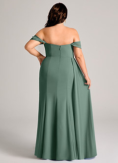 Azazie Amyra Bridesmaid Dresses Sea Moss Sheath Off the Shoulder Chiffon Convertible Dress image14