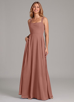 Azazie Shaude Robes de demoiselle d'honneur Robe Trapèze en Mousseline de soie Plissée Rose De Cèdre image3