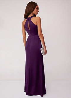Barbie ♥ Azazie Bridesmaid Dresses Grape Sheath Stretch Satin Dress image2