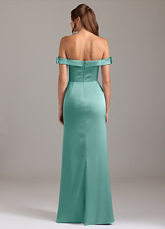 Azazie Zayla Brautjungfernkleider Wandelbar A-Linie Schulterfrei Stretch-Satin Kleid Aqua image5