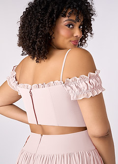 Barbie ♥ Azazie Jurken voor bruidsmeisjes Converteerbaar Jurk van Chiffon met A-Lijn Off the Shoulder Blozend Roze image13