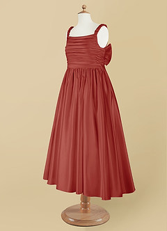 Azazie Cutie Pie Blumenmädchenkleider A-Linie Plissee Matte Satin Kleid Terrakotta image9