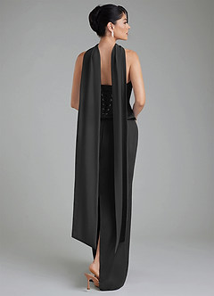 Azazie River Bridesmaid Dresses Black Sheath Corset Stretch Satin Convertible Dress image14