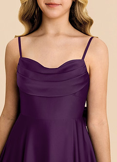 Azazie Bear Junior Grape A-Line Sweetheart Neckline Stretch Satin Dress image7