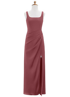 Azazie Mero Junior Desert Rose Mermaid Pleated Stretch Satin Dress image6