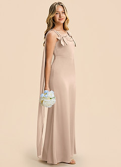 Azazie Chelsea Junior English Rose Sheath Pleated Stretch Satin Dress image1