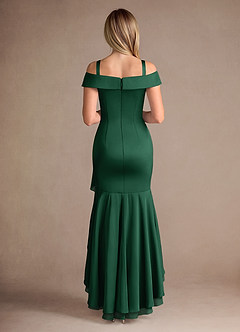 Azazie Billings Mother of the Bride Dresses Dark Green Mermaid Off the Shoulder Stretch Satin Dress image8