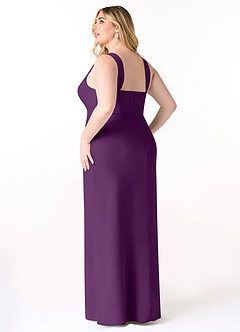 Azazie Denice Bridesmaid Dresses Grape Sheath Pleated Chiffon Dress image12