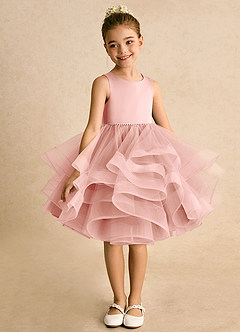 Azazie Tinie Blumenmädchenkleider Ballkleid Schleifen Tüll Kleid Rosettenrosa image3