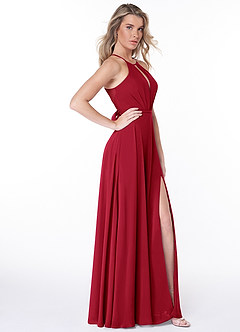 Azazie Evalleen At-home Try On Dresses Dusk A-Line Pleated Chiffon Dress image5