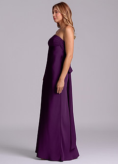 Azazie Ailanie Brudtärnklänningar Klä av Tubklänning i Stretch Satin Axelbandslös Druva image6