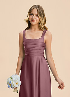 Azazie Azaria Junior A-Linie Plissee Stretch-Satin Kleid Amethyst image7