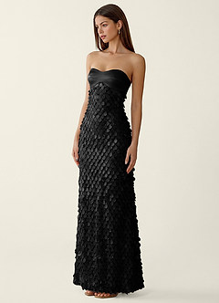 Mentino Black 3D Flower Lace Prom Dress image4