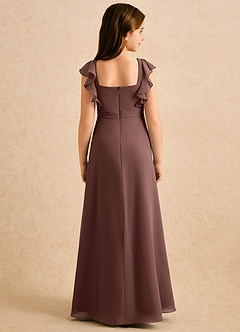 Azazie Soso Girls Formal Robe Demoiselle D'honneur Fillette Robe Trapèze en Mousseline de soie Plissée Expresso image2