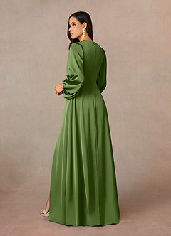 Azazie Luna vestidos de madre de la novia Vestido de Enebro de Satén Elástico de Corte En A con Plisado image4