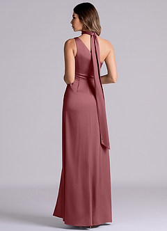 Azazie Philana Bridesmaid Dresses Desert Rose A-Line One Shoulder Stretch Satin Dress image7