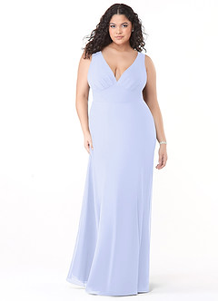 Azazie Christiana Bridesmaid Dresses Lavender A-Line V-Neck Pleated Chiffon Dress image9