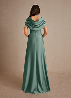 Azazie Branford Kleider für die Brautmutter A-Linie Plissee Stretch-Satin Kleid Eukalyptus image3