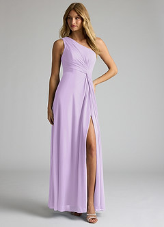 Azazie Brooke Jurken voor bruidsmeisjes Jurk van Mesh met A-Lijn One-Shoulder Lila image3