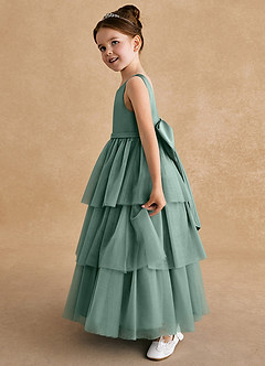 Azazie Megallie Final Sale Eucalyptus A-Line Bow Tulle Dress image4