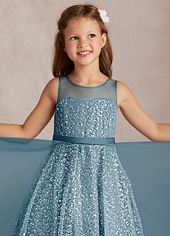 Azazie Siwa Flower Girl Dresses Bermuda A-Line Beaded Tulle Dress image1