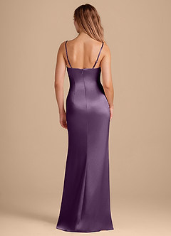 Azazie Camila Bridesmaid Dresses Plum Sheath Sweetheart Neckline Metallic Satin Dress image5