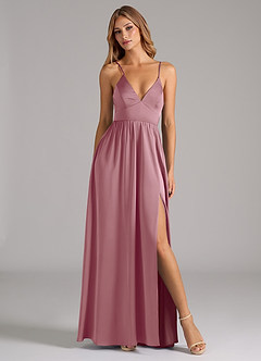 Azazie Aaida Bridesmaid Dresses Vintage Mauve A-Line Corset Stretch Satin Dress image5