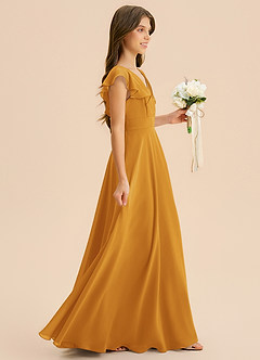 Azazie Anysa Junior Butterscotch A-Line Ruched Chiffon Dress image4