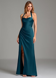 Azazie Serenity Bridesmaid Dresses Ink Blue Mermaid Sweetheart Neckline Stretch Satin Dress image4