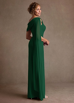 Azazie Bassi Klänningar till brudens mor Klä Sjöjungfru i Maska Av axeln Mörkgrön image4