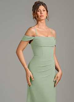 Azazie Jalice Bridesmaid Dresses Dusty Sage Mermaid Off the Shoulder Chiffon Dress image2