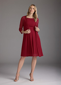 Azazie Sunny Mère de la mariée Robes Robe Trapèze en Maille Plissée Bourgogne image2