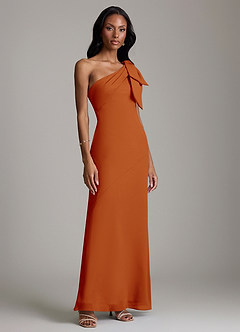 Azazie Yuanna Bridesmaid Dresses Paprika Mermaid One Shoulder Chiffon Dress image4