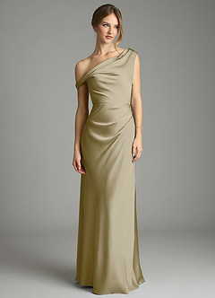 Azazie Emerson Bridesmaid Dresses Moss Green Mermaid Off the Shoulder Stretch Satin Dress image4
