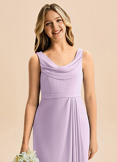 Azazie Evania Junior Linia A Pofałdowany Szyfon Długość podłogi Młodsza druhna Sukienka image2