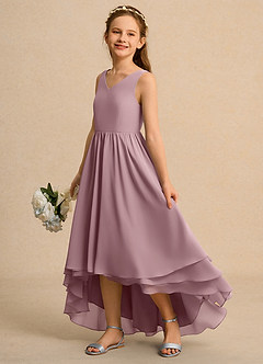 Azazie Kitten Girl Jurken voor bloemenmeisjes A-Lijn Jurk van Chiffon Stoffige Roos image1