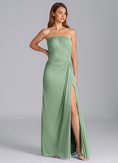 Azazie Mariya Jurken voor bruidsmeisjes Jurk van Mesh met Zeemeermin Strapless Matcha image1